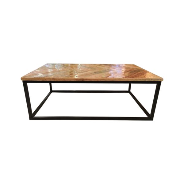 Steel Rectangular Coffee Table With Wooden Top