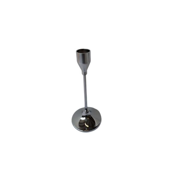 Silver Dinner Candle Holder With Curved Footpiece 16cm-h x10